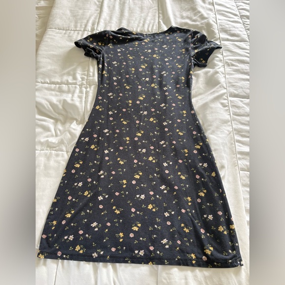 Reformation Black Dress with Yellow and Pink Floral Pattern - Picture 3 of 4